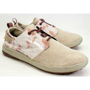 Merrell Gridway Womens Size 9.5 Beige Canvas Sneakers Vibram Sole Hiking Shoes
